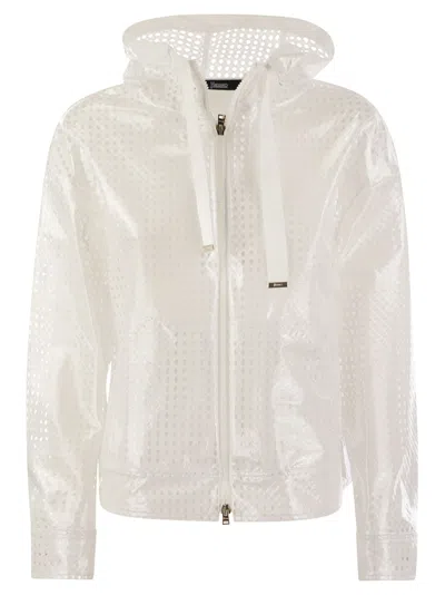 Herno A Shape In Coated Lace And Grosgrain In White
