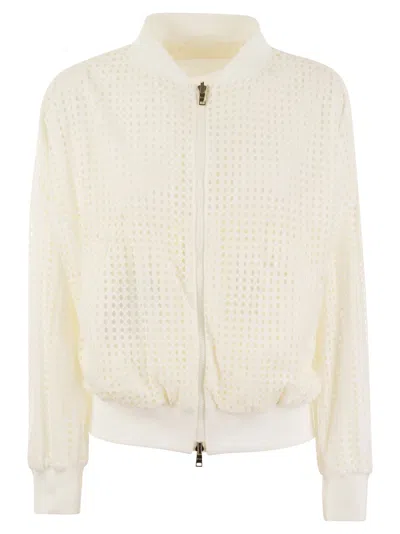 Herno Spring Lace And Ecoage Reversible Bomber Jacket In White