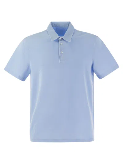 Fedeli Short Sleeved Cotton Polo Shirt In Light Blue