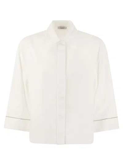Peserico Plain Cotton Poplin Shirt In White