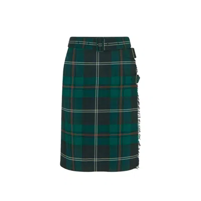Burberry Tartan Kilt Skirt In Green