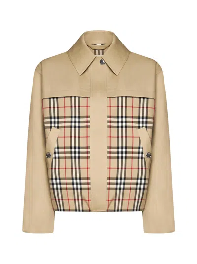 Burberry Hawkley Check Cotton Jacket In Honey/ab Ip Check