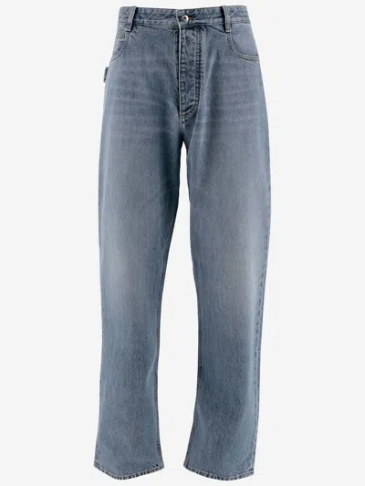 Bottega Veneta Wide Leg Denim Jeans In Mid Blue