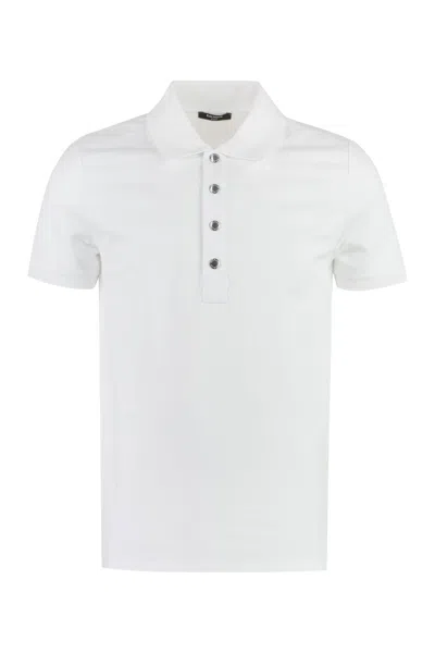 Balmain Knitted Cotton Polo Shirt In White