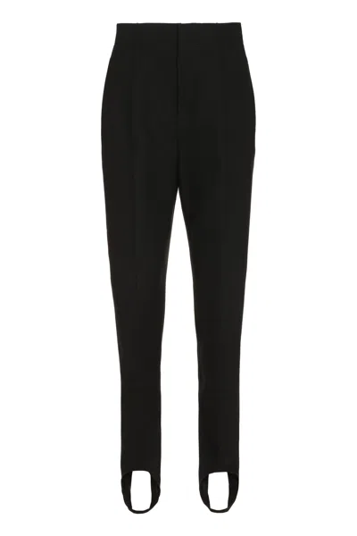 Bottega Veneta Womens Black Tapered-leg High-rise Cotton-blend Trousers