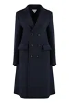 Bottega Veneta Double Wool Cashmere Coat In Blue