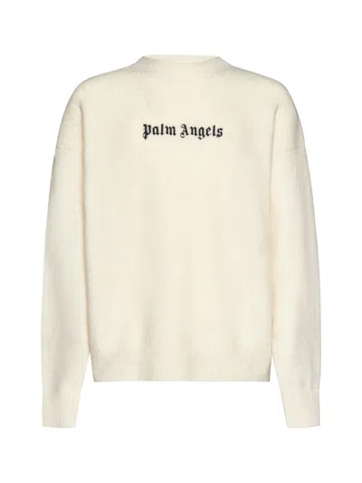 Palm Angels Classic Logo Sweater In Avorio