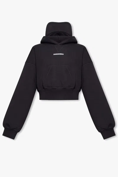 Dsquared2 Cropped Hoodie With Baseball Cap In Black (black)