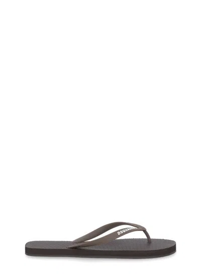 Dsquared2 Rubber Thong Sandal In Brown