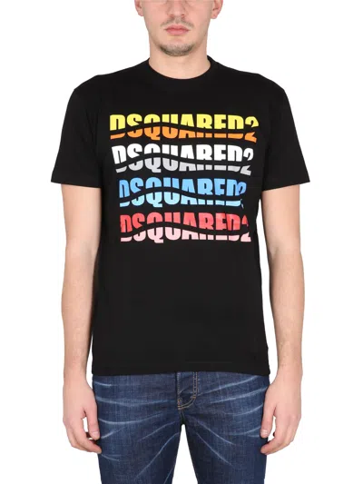 Dsquared2 D2 Color Wave Tee T-shirt In Black