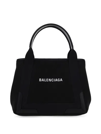 Balenciaga Navy Cabas Tote Bag In Black