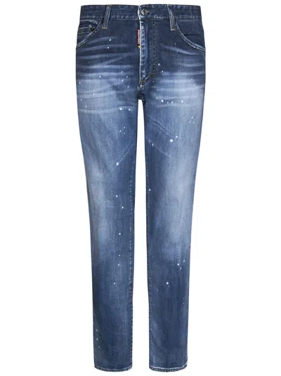 Dsquared2 Paint Splatter Print Straight-leg Jeans In Blue Navy