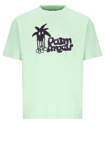 Palm Angels Douby T-shirt In Light Gree
