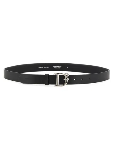 Dsquared2 Belt With Logo In Nero