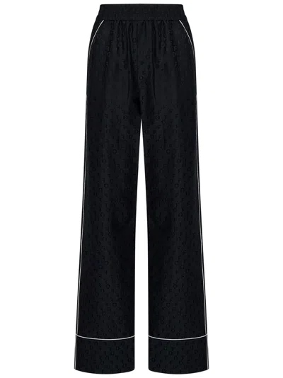 Off-white Silk Blend Trousers In Black