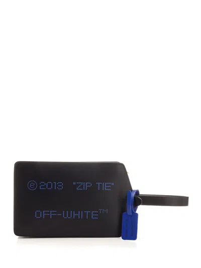 Off-white Zip-tie Clutch In Black