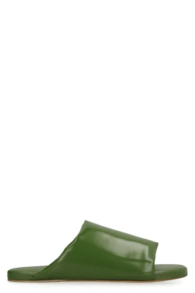 Bottega Veneta Leather Mules In Green