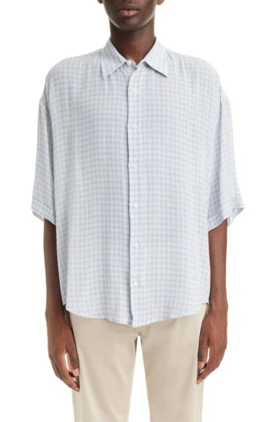 Ami Alexandre Mattiussi Checked Relaxed Short Sleeve Shirt In Chalk Cashmere