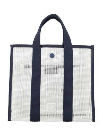 Apc A.p.c. Cabas Louise Tote Bag In White/navy