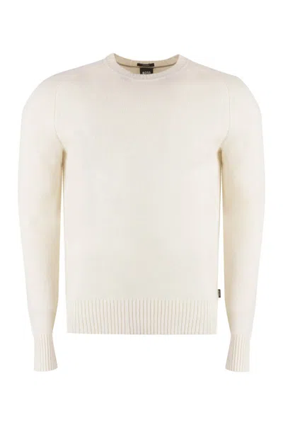 Hugo Boss Crew-neck Sweater In Cashmere In White