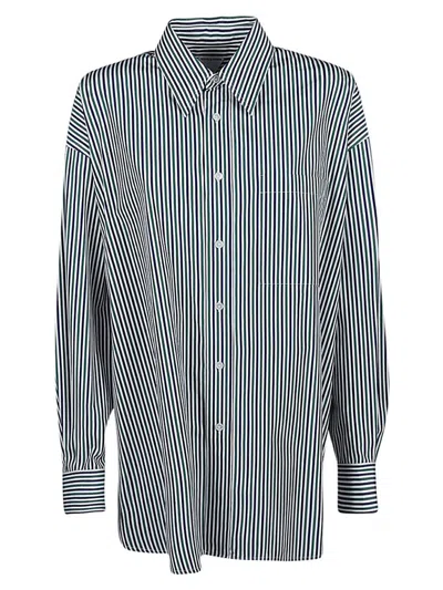 Bottega Veneta Striped Embroidered Oversized Poplin Shirt In White