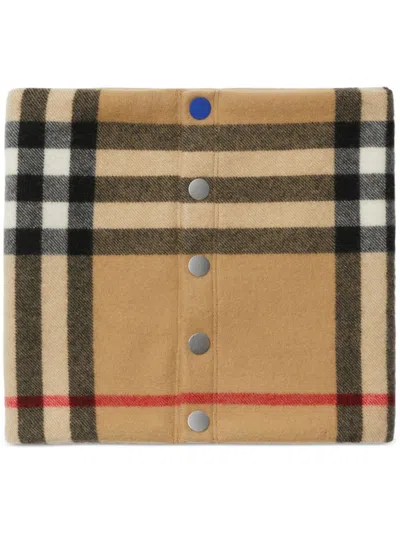 Burberry Check Motif Cashmere Scarf In Beige