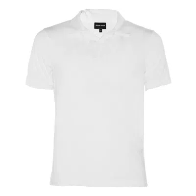 Giorgio Armani Polo Shirt In Stretch Viscose Jersey In Bianco Ottico