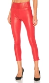 Sprwmn Two-stripe Athletic Leather Capri Leggings In Red