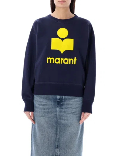 Isabel Marant Étoile Logo Printed Crewneck Sweatshirt In Navy Yellow