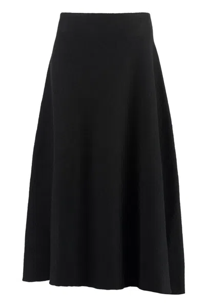 Jil Sander Asymmetrical Wool Skirt In Negro