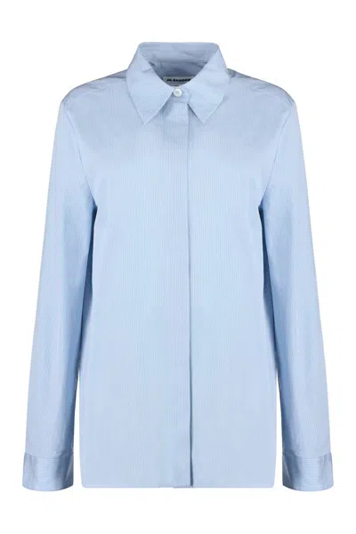 Jil Sander Striped Cotton Shirt In Blue