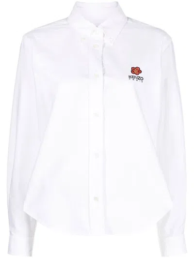 Kenzo Boke Flower Cotton Shirt In White