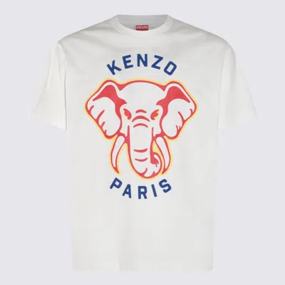 Kenzo White  Paris Elephant Varsity Jungle T-shirt In Off White