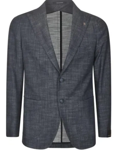 Tagliatore Patched Pocket Two-buttoned Blazer In Blue