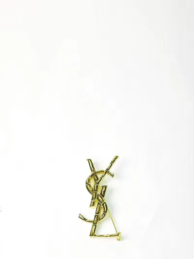 Saint Laurent Opyum Ysl Brooch In Gold