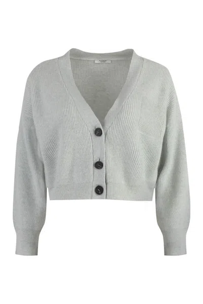 Peserico Wool-blend Cardigan In Grey