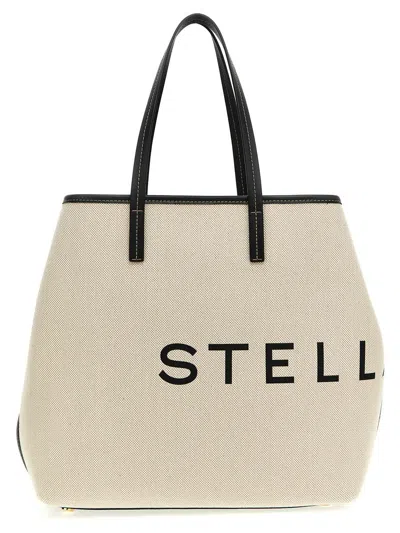 Stella Mccartney Woman Sand Cord Stella Logo Shopping Bag In Beige
