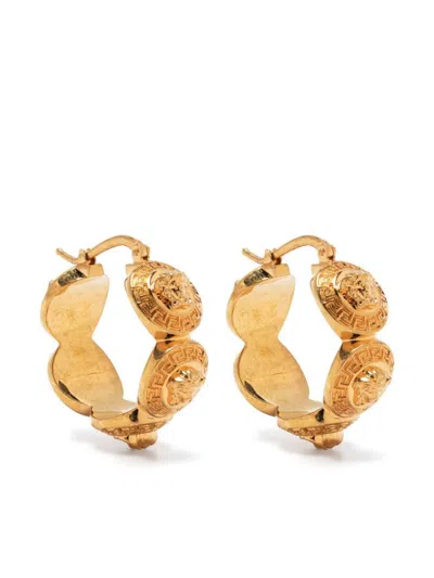 Versace La Medusa Hoop Earrings In Golden