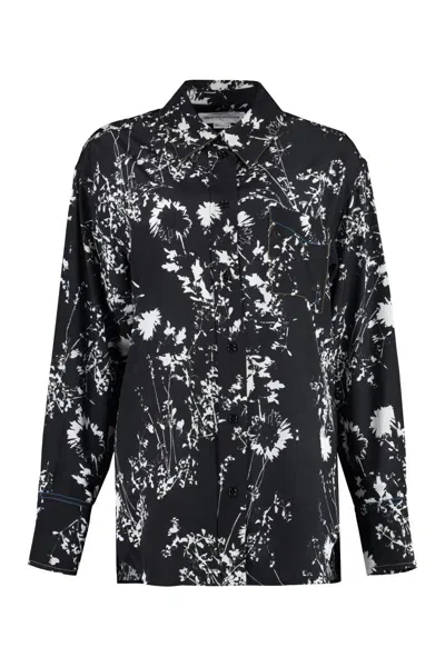 Victoria Beckham Printed Silk Shirt In Black