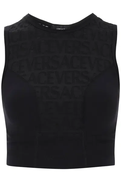 Versace Allover Bra Top In Black (black)