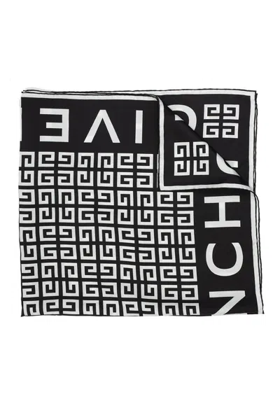 Givenchy 4g Silk Scarf In Black-white