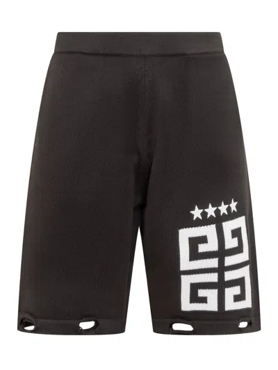Givenchy Embroidered Knit Shorts In Black/white