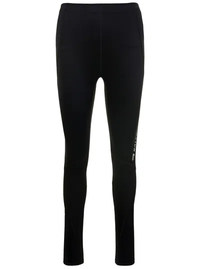 Balenciaga Leggings With Side Logo Detail In Stretch Spandex In Black