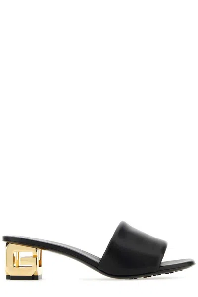 Givenchy G Cube Kitten Heel Mules In Black