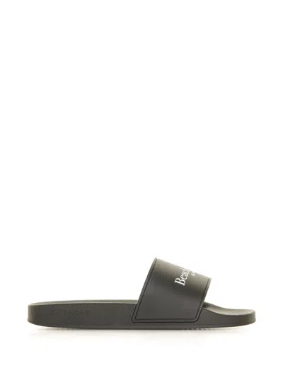 Givenchy Flat Slides With Logo In Polyurethane In Black