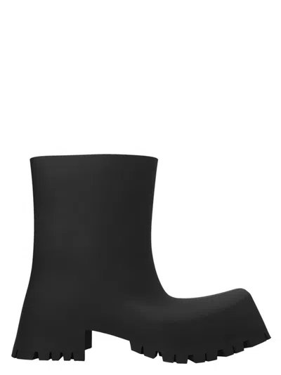 Balenciaga Trooper Rubber Ankle Boots In Black
