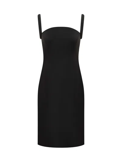 Versace Dress Enver Satin Fabric In Black