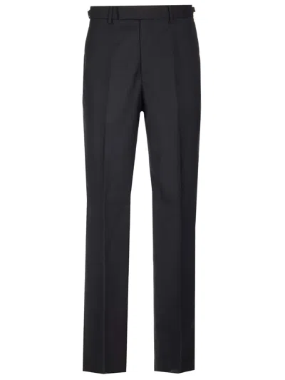Versace Tailored Wool Trousers In Black