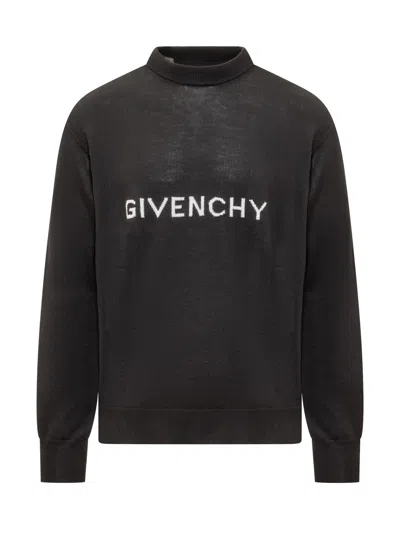 Givenchy Wool Logo Sweater In Black