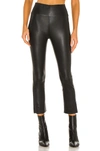 Sprwmn Crop Flare Embossed Leather Leggings In Black